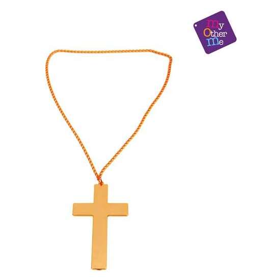 CRUZ DORADA CON CADENA  10 X 6 CM image 1
