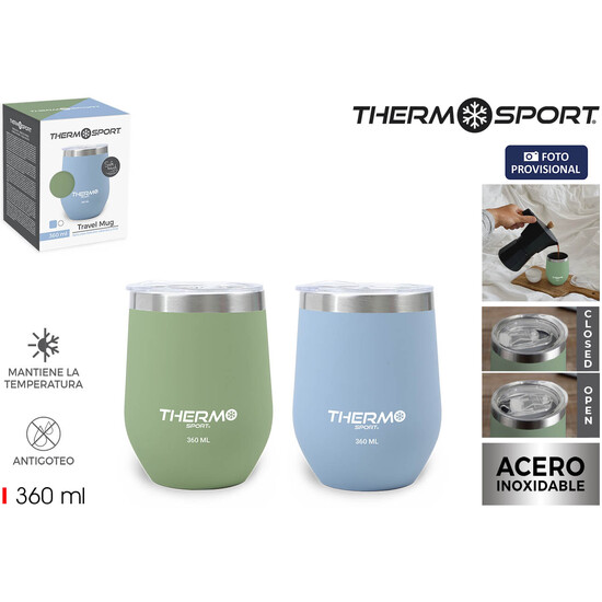 TRAVEL MUG ACERO COLORES 360ML THERMOSPORT image 1