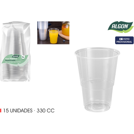 SET-15 VASO TRANSPARENTE 330CC ALGON image 0