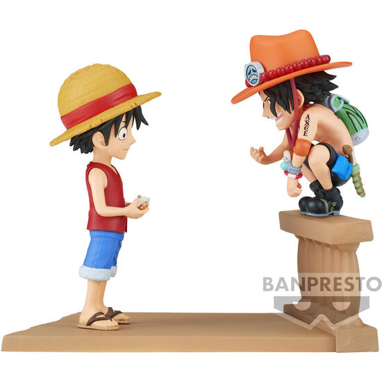 FIGURA MONKEY D LUFFY & PORTGAS D ACE WORLD COLLECTABLE LOG STORIES ONE PIECE 8CM image 0