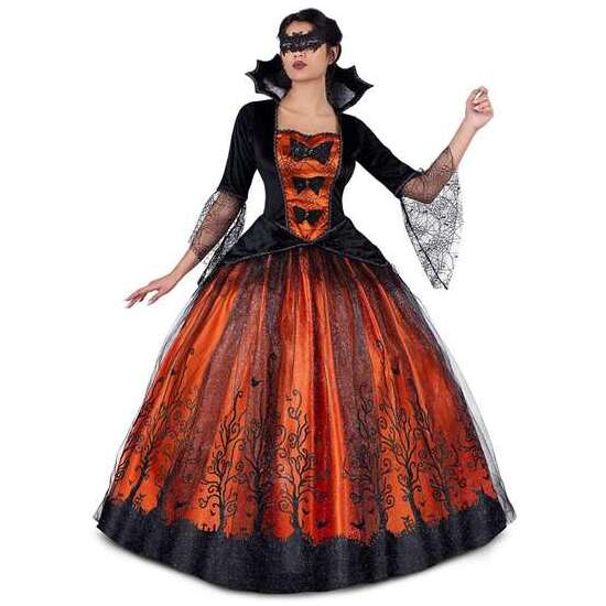 DISFRAZ REINA DE HALLOWEEN VESTIDO, ANTIFAZ Y ENAGUAS TALLA XXL image 0