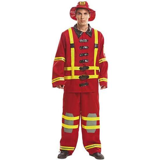 DISFRAZ BOMBERO SOMBRERO, CHAQUETA Y PANTALÓN TALLA XXXL image 0