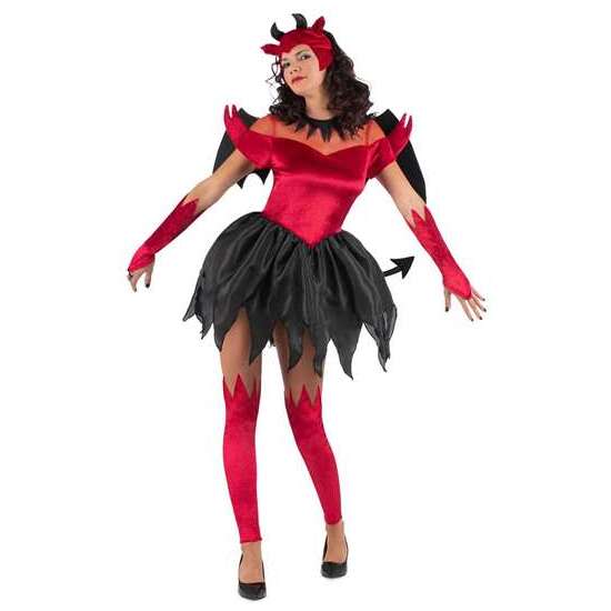 DISFRAZ DIABLESA TOCADO, ALAS, VESTIDO CON COLA, GUANTES Y CALIENTAPIERNAS TALLA L image 3