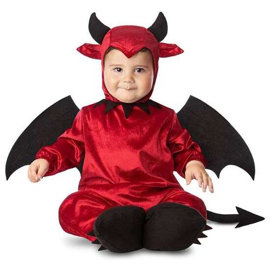 DISFRAZ BEBÉ DIABLO GORRO, ALAS, MONO CON COLA Y PATUCOS TALLA 12-24 M image 0