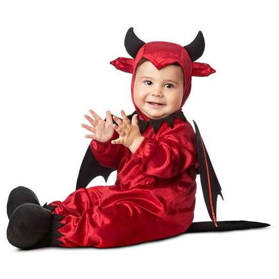 DISFRAZ BEBÉ DIABLO GORRO, ALAS, MONO CON COLA Y PATUCOS TALLA 12-24 M image 1