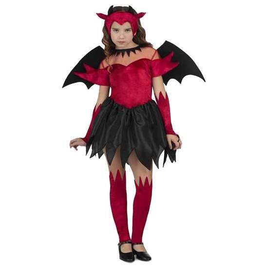 DISFRAZ DIABLESA TOCADO, ALAS, VESTIDO CON COLA, GUANTES Y CALIENTAPIERNAS TALLA 3-4 Y image 3