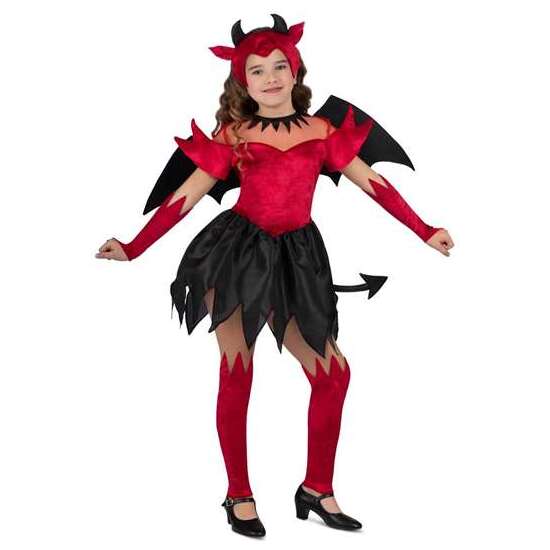 DISFRAZ DIABLESA TOCADO, ALAS, VESTIDO CON COLA, GUANTES Y CALIENTAPIERNAS TALLA 7-9 Y image 0