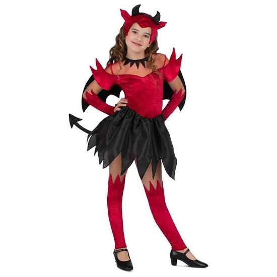 DISFRAZ DIABLESA TOCADO, ALAS, VESTIDO CON COLA, GUANTES Y CALIENTAPIERNAS TALLA 7-9 Y image 4