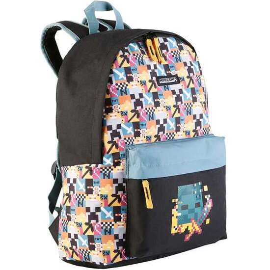 MOCHILA AMERICANO MINECRAFT PIXEL 42 X 31 X 13,5 CM. image 0