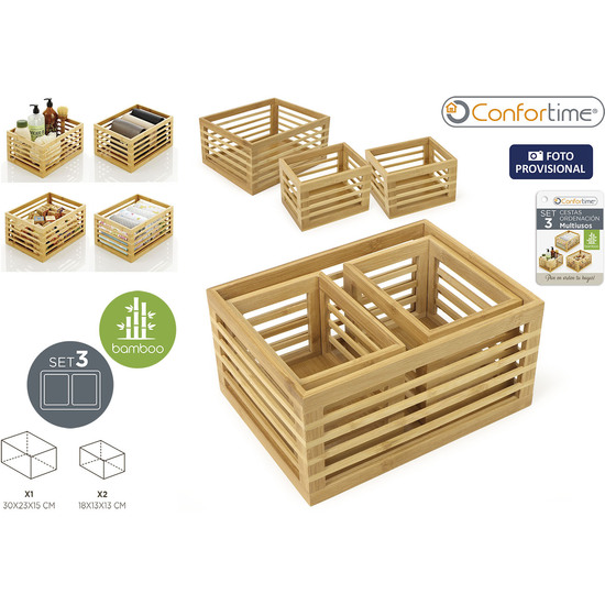 SET-3 CAJAS BAMBU ORDENAC.2 MEDIDAS CONFORTIME image 1