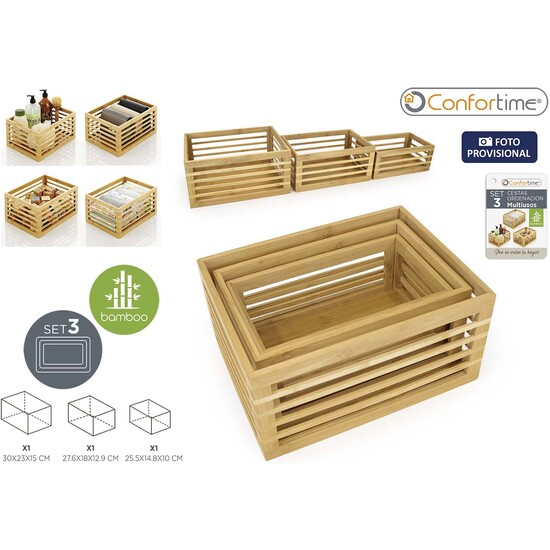 SET-3 CAJAS BAMBU ORDENAC.3 MEDIDAS CONFORTIME image 1