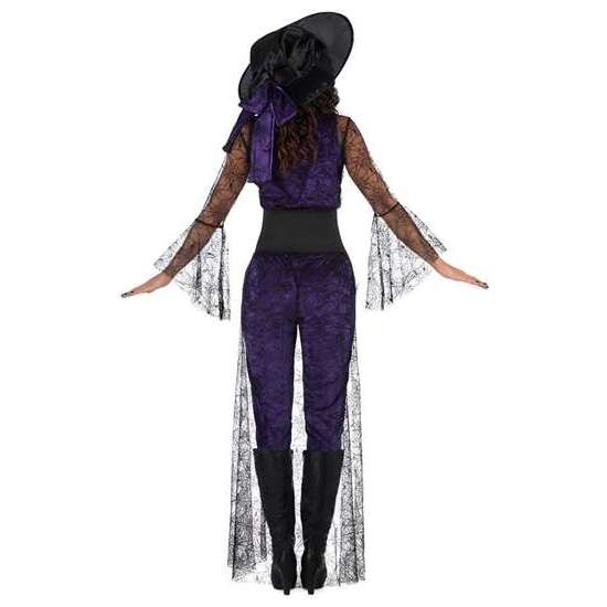 DISFRAZ BRUJA DEL AQUELARRE MORADA SOMBRERO, TOP CON COLA, CORPIÑO Y MALLAS TALLA S image 2