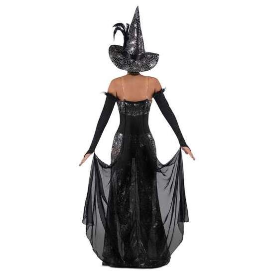 DISFRAZ BRUJA CUERVO SOMBRERO, VESTIDO CON BODY, TIRANTES, CORPIÑO Y CAPA CON MITONES TALLA S image 2