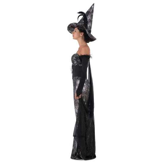 DISFRAZ BRUJA CUERVO SOMBRERO, VESTIDO CON BODY, TIRANTES, CORPIÑO Y CAPA CON MITONES TALLA S image 3