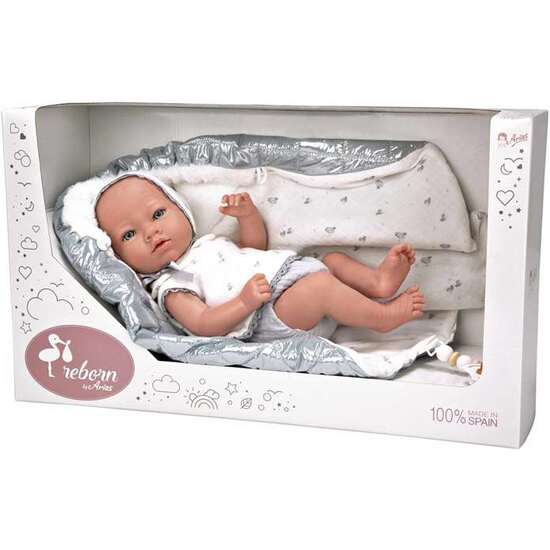 MUÑECA REBORN ARIAS 38 CM BORJA GRIS C/MANTA (CUERPO VINYL, SEXO NIÑO) image 0