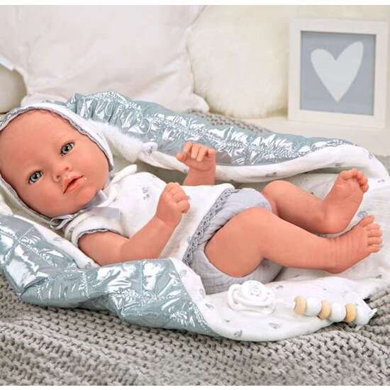 MUÑECA REBORN ARIAS 38 CM BORJA GRIS C/MANTA (CUERPO VINYL, SEXO NIÑO) image 1