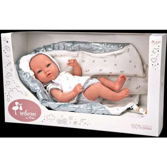 MUÑECA REBORN ARIAS 38 CM BORJA GRIS C/MANTA (CUERPO VINYL, SEXO NIÑO) image 5