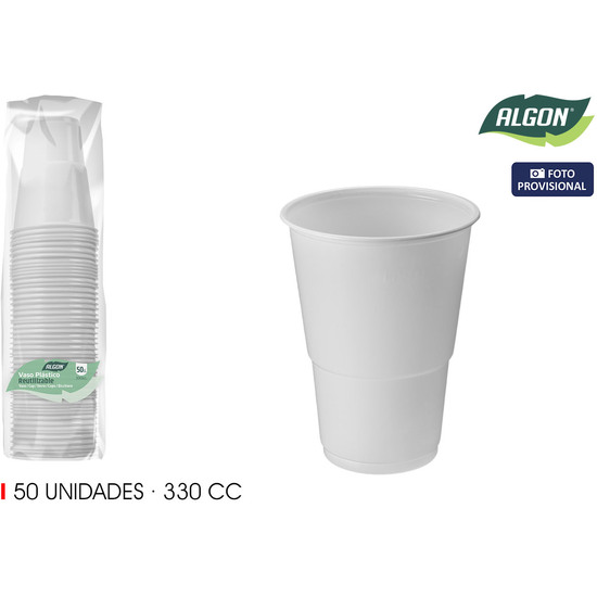 SET-50 VASO BLANCO 330CC ALGON image 1