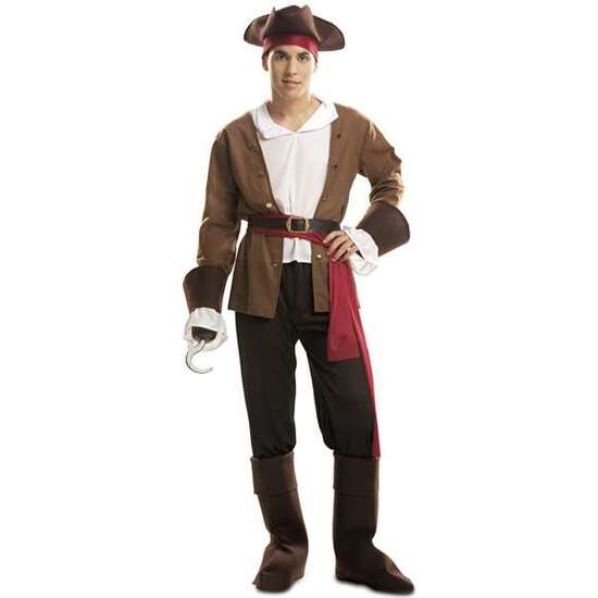 DISFRAZ BUCANERO SOMBRERO, CAMISA, CHAQUETA, FAJÍN, CINTURÓN, PANTALÓN Y CUBRE BOTAS TALLA XXL image 0