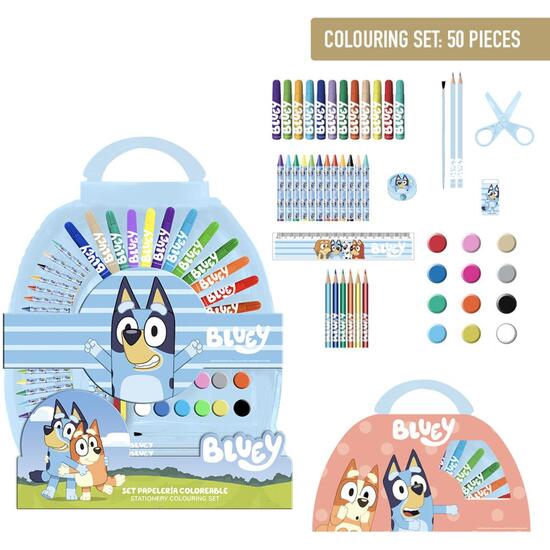 SET PAPELERÍA COLOREABLE 50 PIEZAS BLUEY image 0