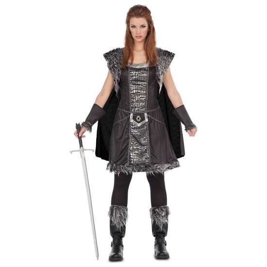 DISFRAZ GUERRERA DEL NORTE VESTIDO CON CAPA, BRAZALETES Y CUBREBOTAS TALLA  M/L image 0