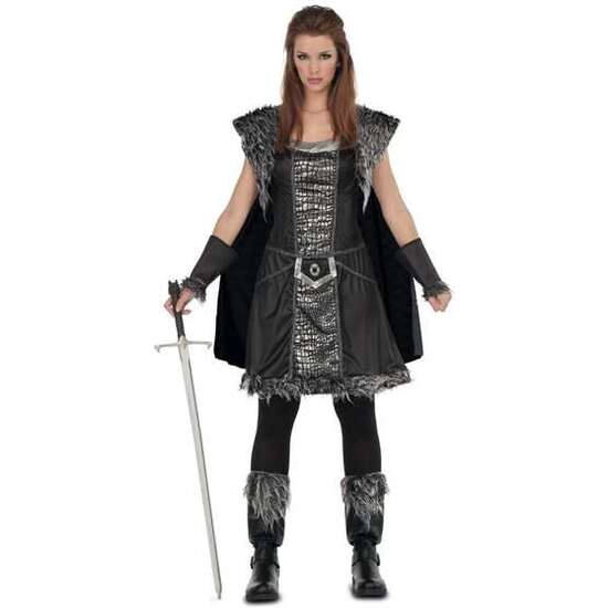 DISFRAZ GUERRERA DEL NORTE VESTIDO CON CAPA, BRAZALETES Y CUBREBOTAS TALLA  XL image 1