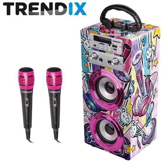 KARAOKE INCLUYE 2 MICRÓFONOS EQUIPADO CON UN ASA, UNA BASE PARA APOYAR EL MÓVIL, RANURAS PARA MEMORIAS USB Y MICRO SD, RADIO FM Y BLUETOOTH image 3