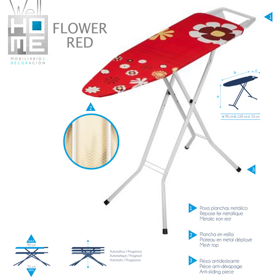 TABLA DE PLANCHAR FLOWER ROJO image 1
