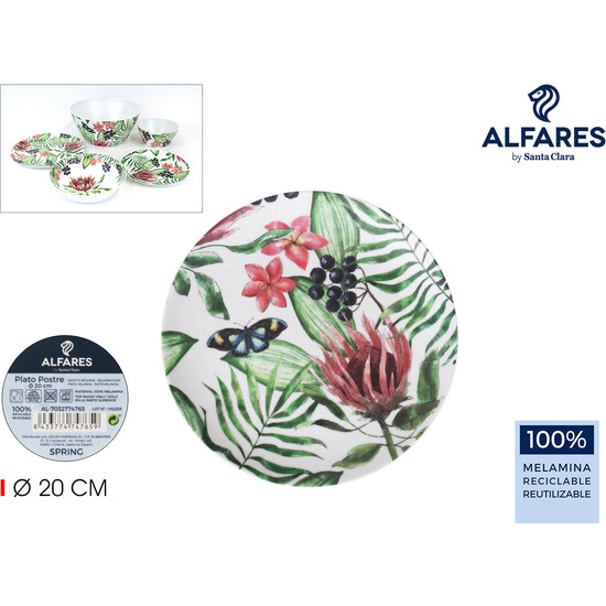 PLATO POSTRE MEL. 20CM SPRING ALFARES MATE image 0