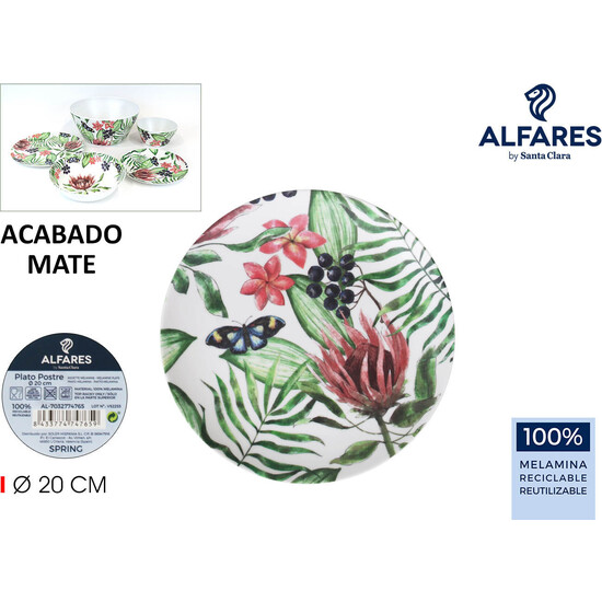 PLATO POSTRE MEL. 20CM SPRING ALFARES MATE image 2