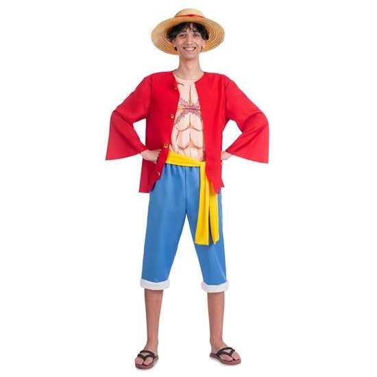 DISFRAZ LUFFY SOMBRERO, CHAQUETA, CAMISETA, FAJÍN Y PANTALÓN TALLA M image 0