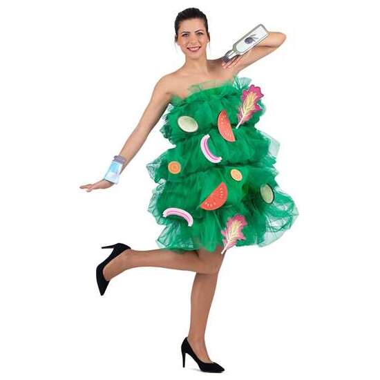 DISFRAZ ENSALADA VESTIDO CON ACCESORIOS Y BRAZALETES TALLA ONE SIZE ADULT image 0