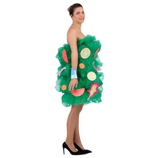 DISFRAZ ENSALADA VESTIDO CON ACCESORIOS Y BRAZALETES TALLA ONE SIZE ADULT image 1
