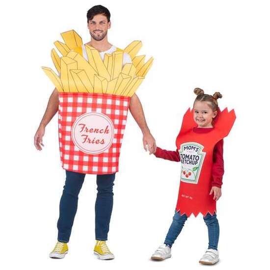 DISFRAZ PATATAS FRITAS Y KETCHUP DOS TRAJES TALLA ONE SIZE ADULT image 0