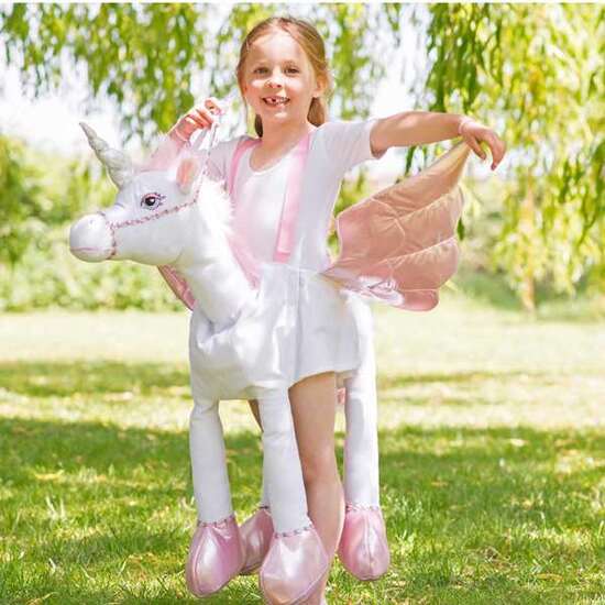 DISFRAZ NIÑO: UNICORNIO BLANCO Y ROSA CON TIRANTES image 0