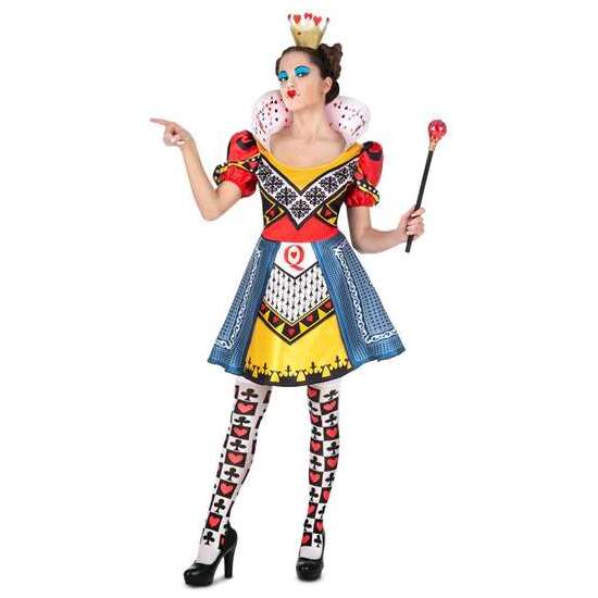 DISFRAZ REINA DE CORAZONES DIADEMA CON CORONA, VESTIDO Y MEDIAS TALLA XL image 0