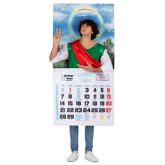 DISFRAZ CALENDARIO SAN PANCRACIO CAMISETA Y PLANCHA IMPRESA CON TIRANTES TALLA ONE SIZE image 0