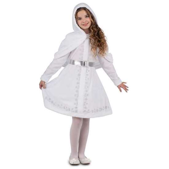 DISFRAZ MONADA BLANCA NAVIDAD VESTIDO CON ENAGUAS Y CUBREHOMBROS CON CAPUCHA TALLA 10-12 Y image 0
