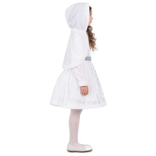 DISFRAZ MONADA BLANCA NAVIDAD VESTIDO CON ENAGUAS Y CUBREHOMBROS CON CAPUCHA TALLA 10-12 Y image 1