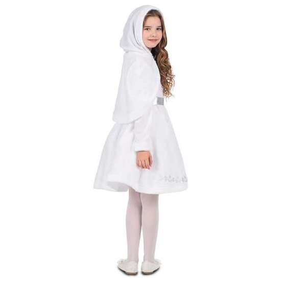 DISFRAZ MONADA BLANCA NAVIDAD VESTIDO CON ENAGUAS Y CUBREHOMBROS CON CAPUCHA TALLA 10-12 Y image 3