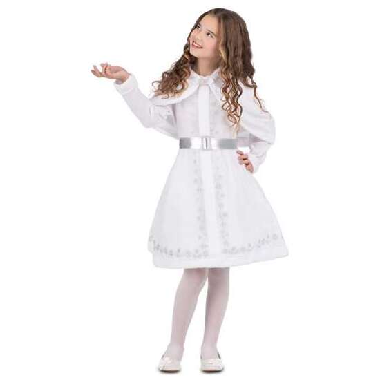 DISFRAZ MONADA BLANCA NAVIDAD VESTIDO CON ENAGUAS Y CUBREHOMBROS CON CAPUCHA TALLA 10-12 Y image 4