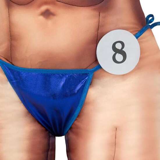 DISFRAZ CULTURISTA MONO CON RELLENO, BIKINI Y PLACA DE CONCURSANTE TALLA ONE SIZE image 4