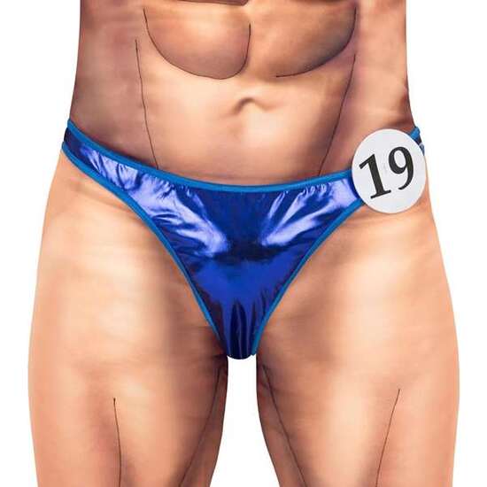 DISFRAZ CULTURISTA MONO CON RELLENO, BAÑADOR Y PLACA DE CONCURSANTE TALLA ONE SIZE image 5