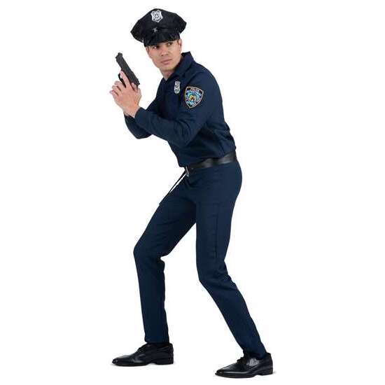 DISFRAZ POLICÍA GORRA, CAMISA, PANTALÓN Y CINTURÓN CON PISTOLERA TALLA XXL image 4