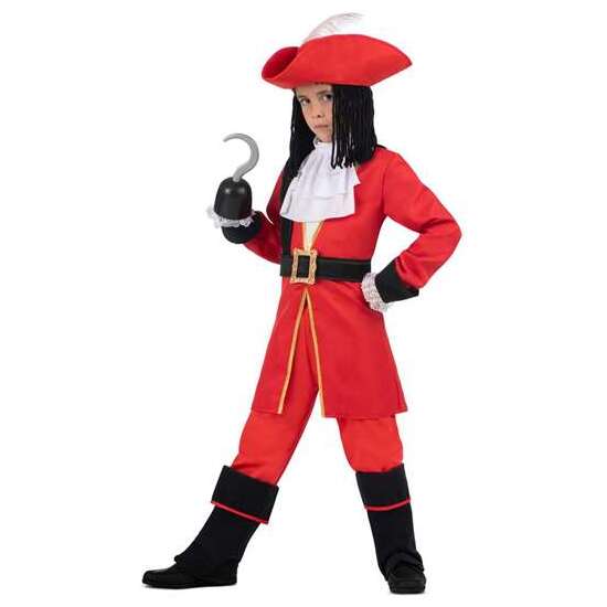 DISFRAZ GARFIO SOMBRERO CON PELUCA TEXTIL, CHAQUETA, CUELLO, GARFIO, PANTALÓN, CINTURÓN Y POLAINAS  TALLA 3-5 Y image 1