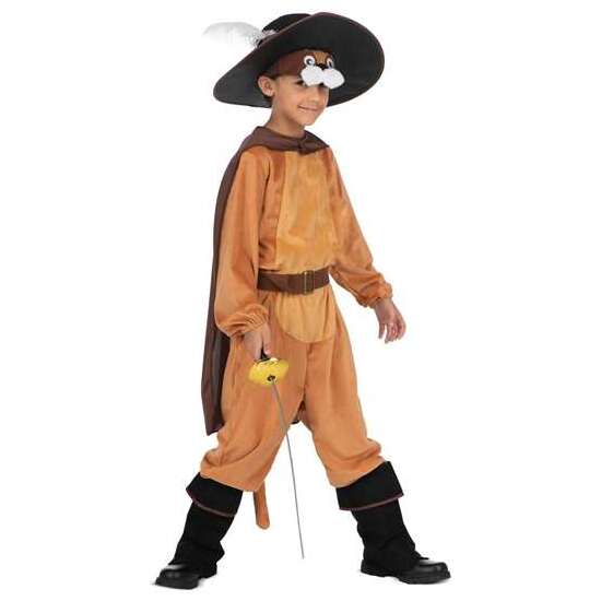DISFRAZ GATO CON BOTAS SOMBRERO, MÁSCARA, CAPA, MONO, CINTURÓN, COLA Y POLAINAS TALLA 7-9 Y image 4