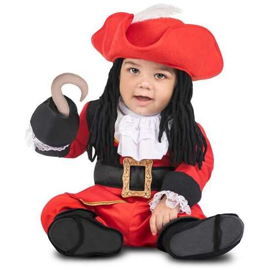 DISFRAZ GARFIO BEBÉ SOMBRERO CON PELUCA TEXTIL, CHAQUETA, CUELLO, GARFIO TEXTIL, PANTALÓN Y POLAINAS   TALLA 24-36 M image 0
