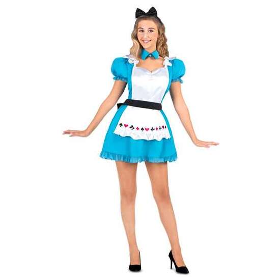 DISFRAZ ALICIA DIADEMA CON LAZO, VESTIDO CON DELANTAL Y CINTURÓN TALLA XL image 0
