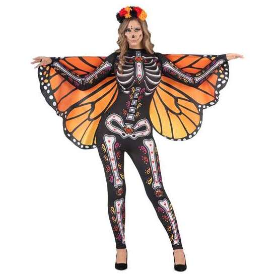 DISFRAZ CATRINA MARIPOSA TOCADO, MONO Y ALAS TALLA L image 0