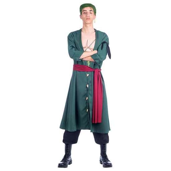 DISFRAZ RORONOA ZORO CREMA PARA EL PELO, PENDIENTES, CHAQUETA, PAÑUELO, FAJÍN Y PANTALÓN TALLA S image 1